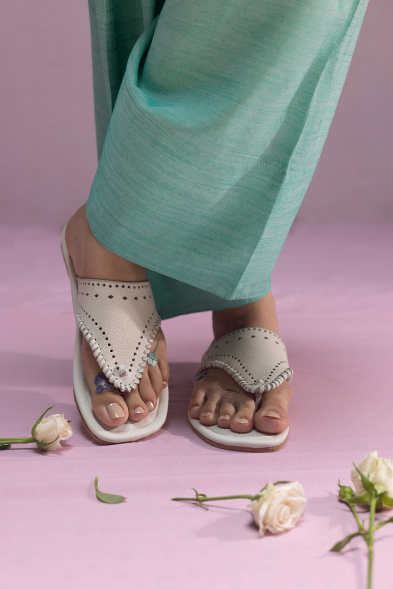 Threaded Calm Leather Flat Slip-On