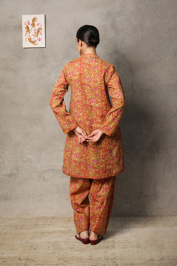 Hand Blocked Printed Matching Amber Duo