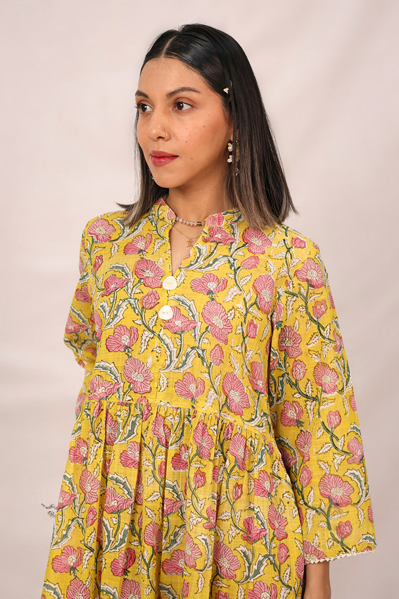 Amber Hand Block Printed Dastan Dress