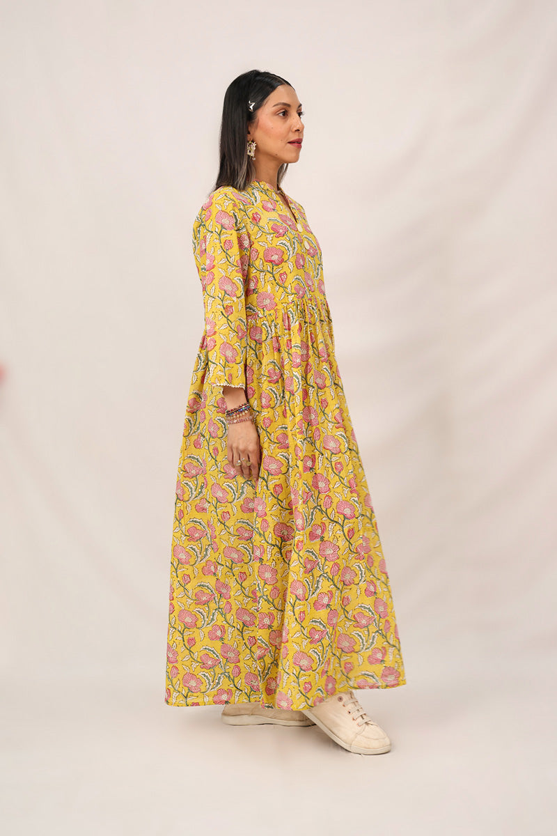 Amber Hand Block Printed Dastan Dress