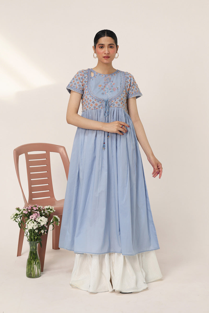 Multani Blue Hues Anarkali Frock