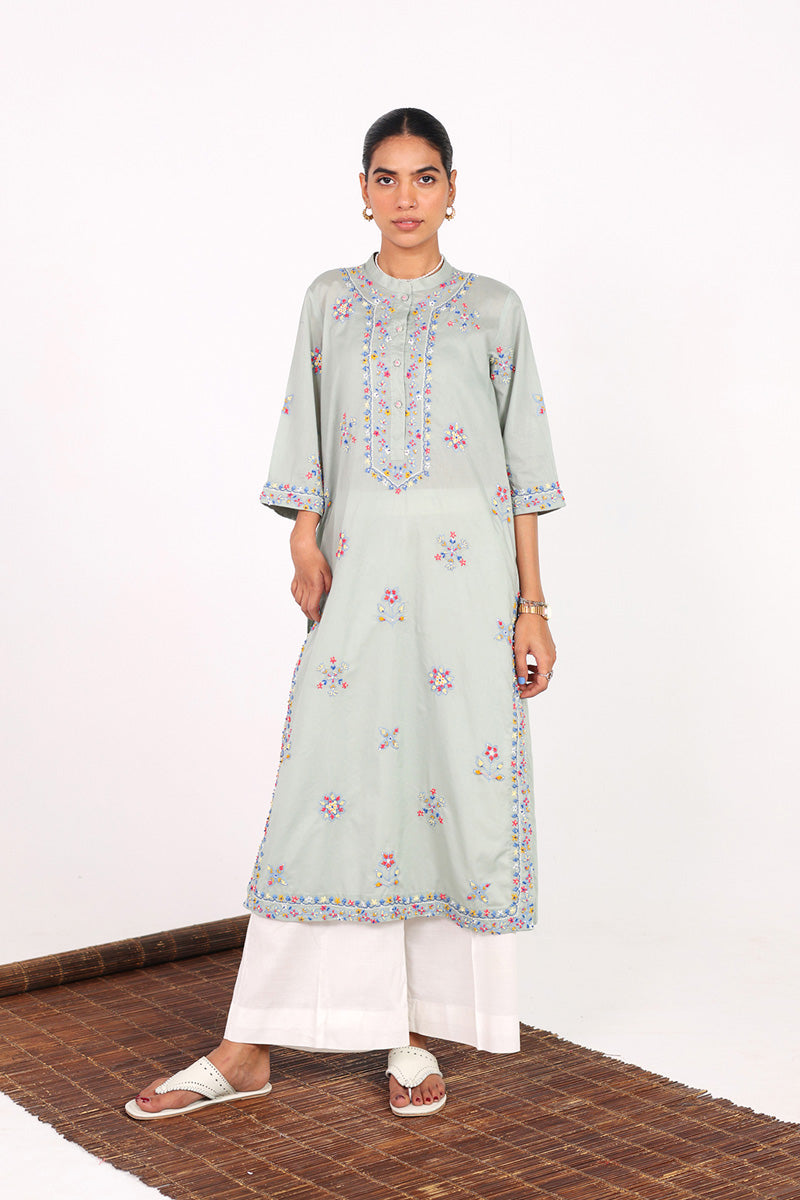 Multani Blue Hues Ember Kurta