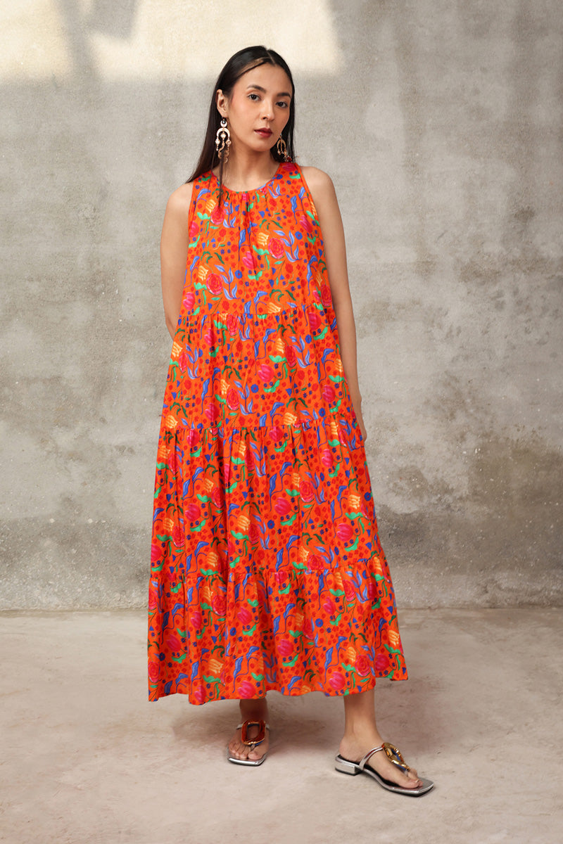 Techno Burst Tiered Dress