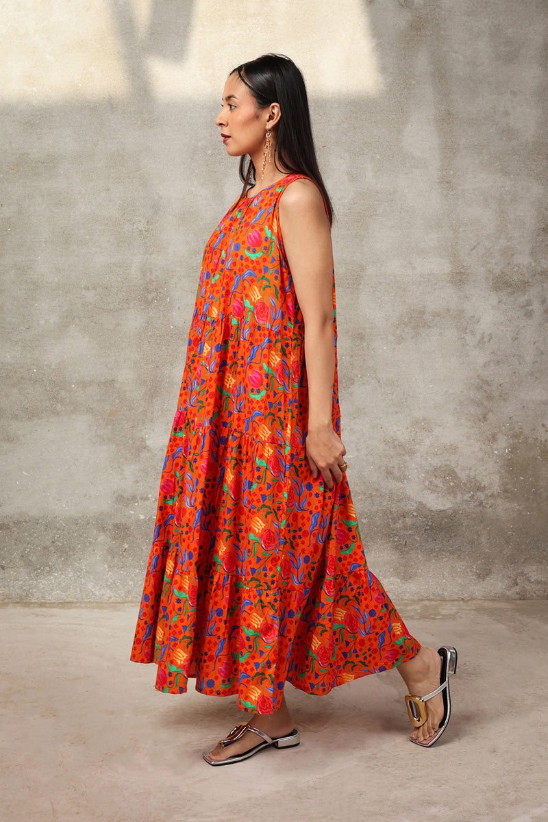 Techno Burst Tiered Dress