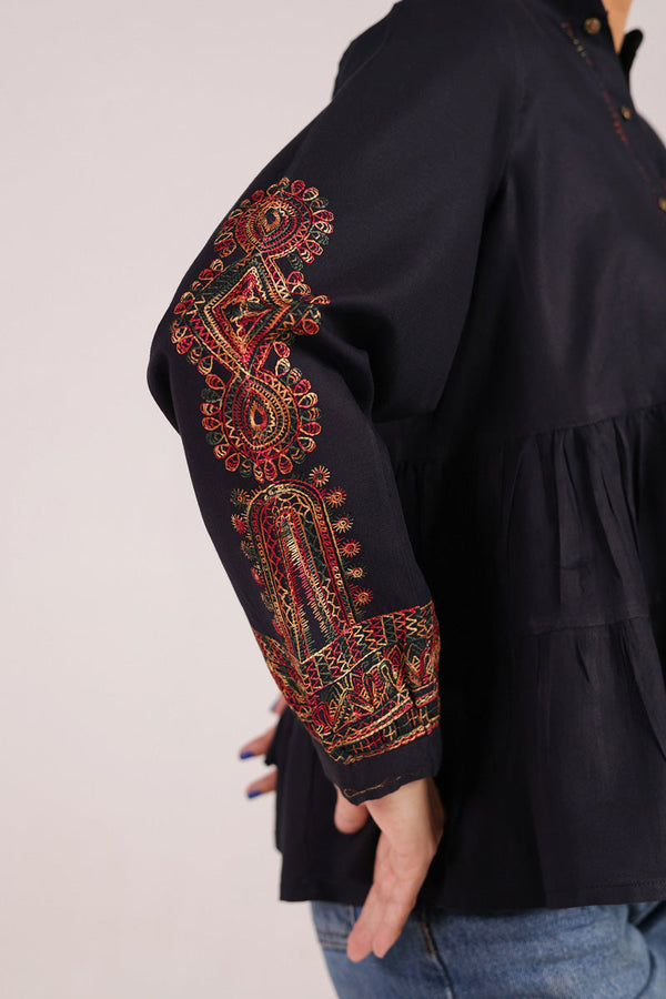 Embroidered Color Waves Top