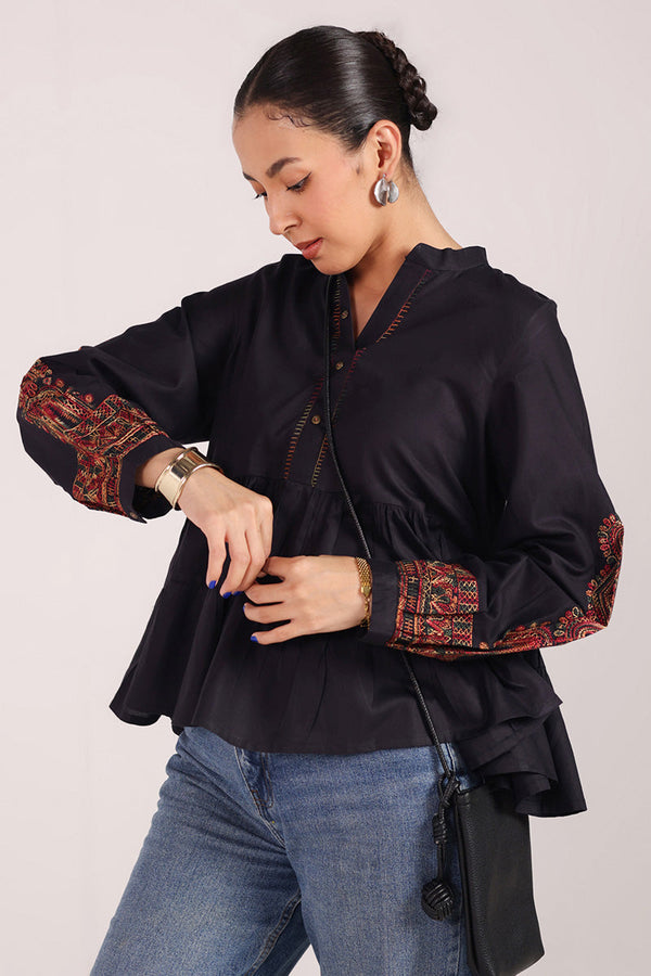 Embroidered Color Waves Top