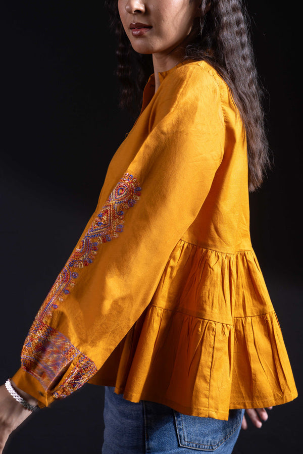 Embroidered Color Waves Top