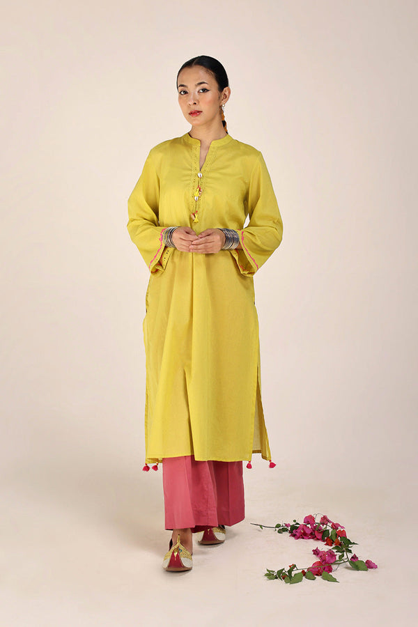 Rich-Textured Sea Foam Kurta