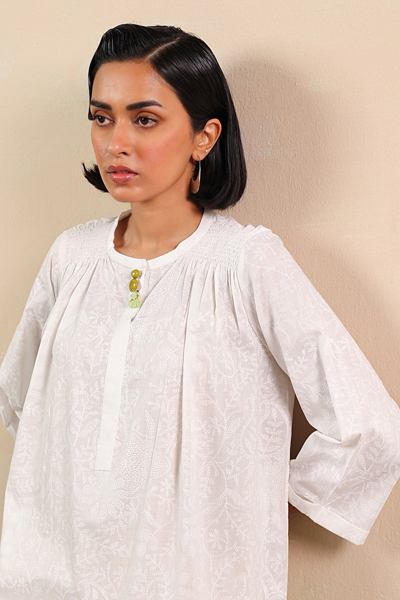 Pearl White Printed Top