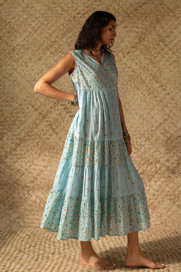Soft Floral Tiered Dress