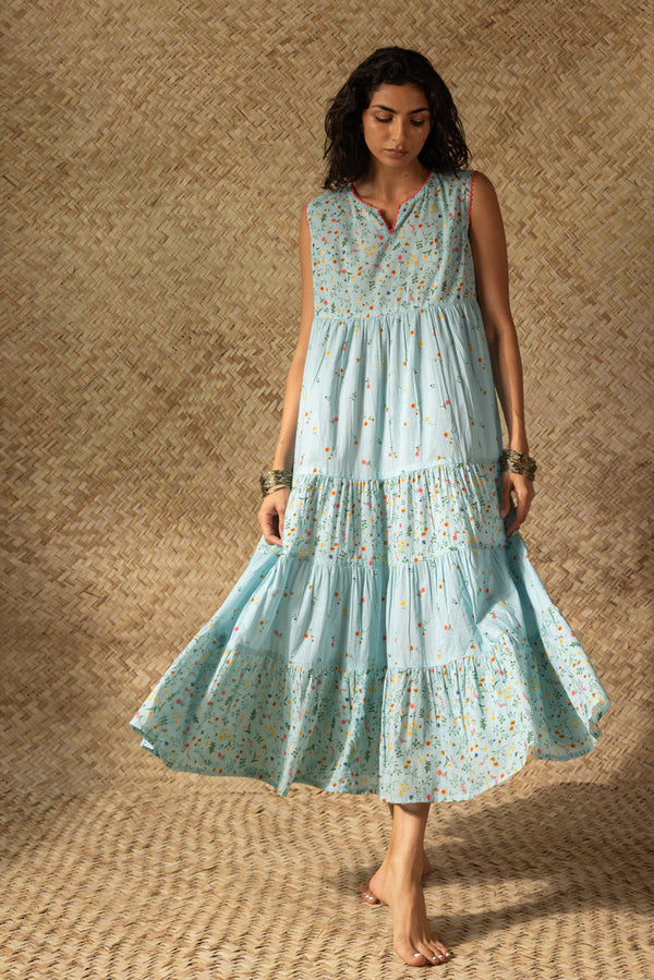 Soft Floral Tiered Dress
