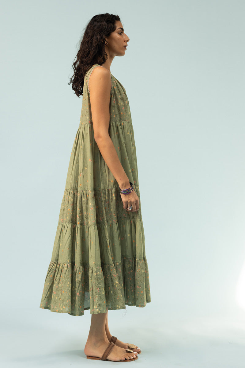 Soft Floral Tiered Dress