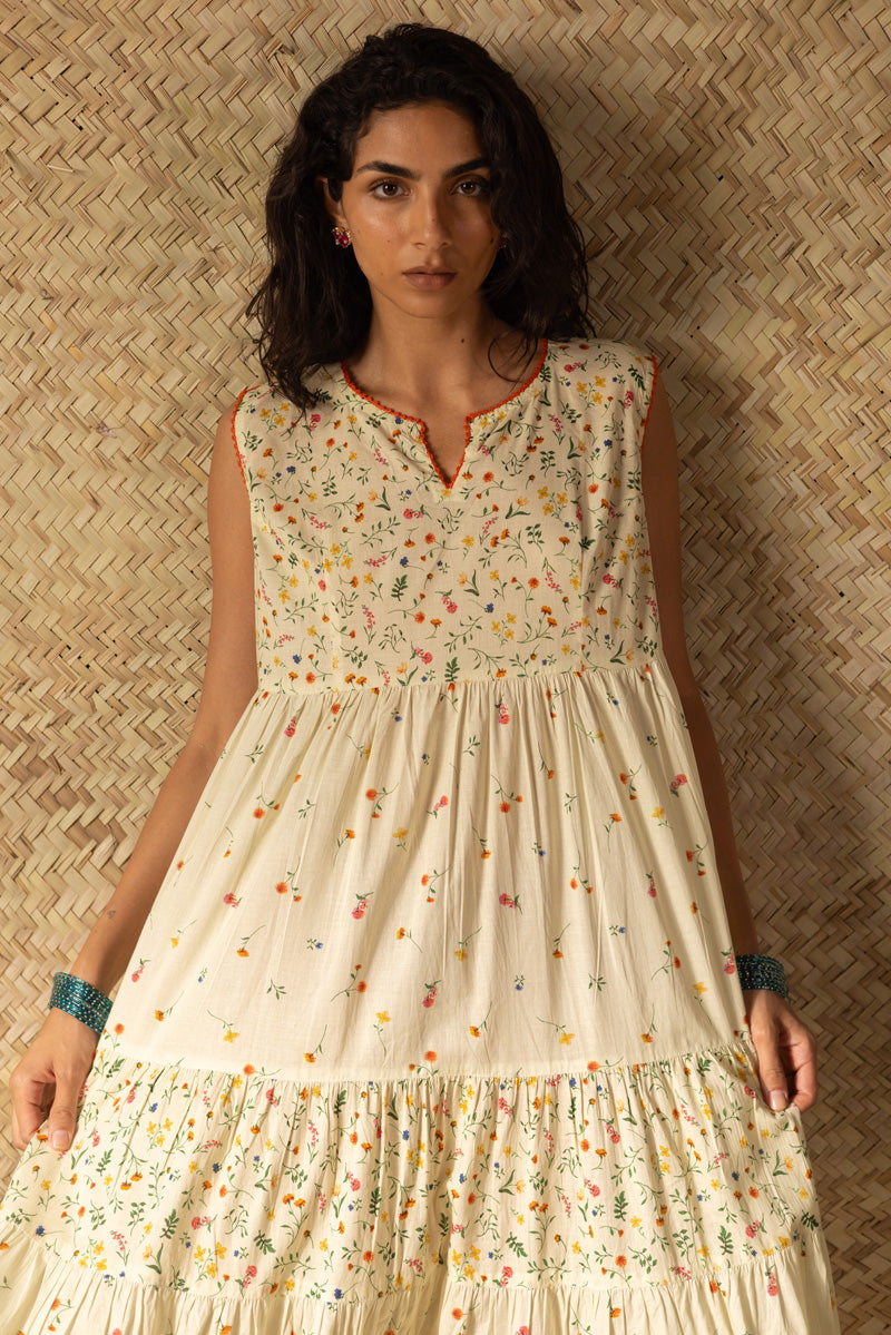 Soft Floral Tiered Dress