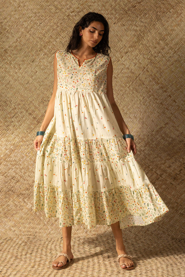 Soft Floral Tiered Dress