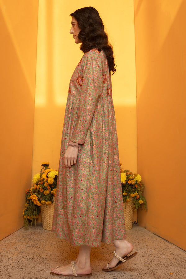 Gilded Polki Flared Dress