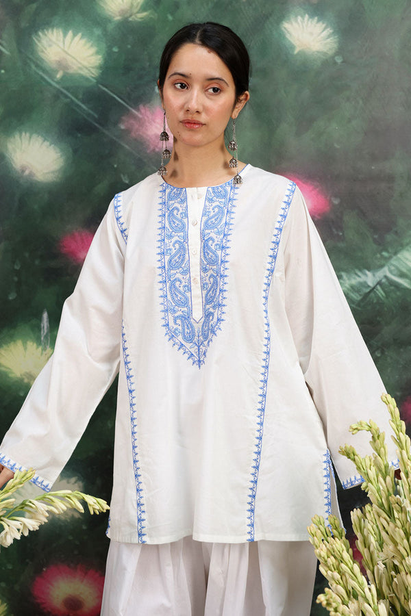 Azure Embroidered Kurti