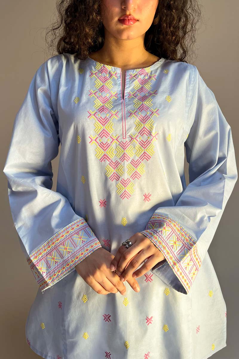 Lemon Blush Embroidered Kurti