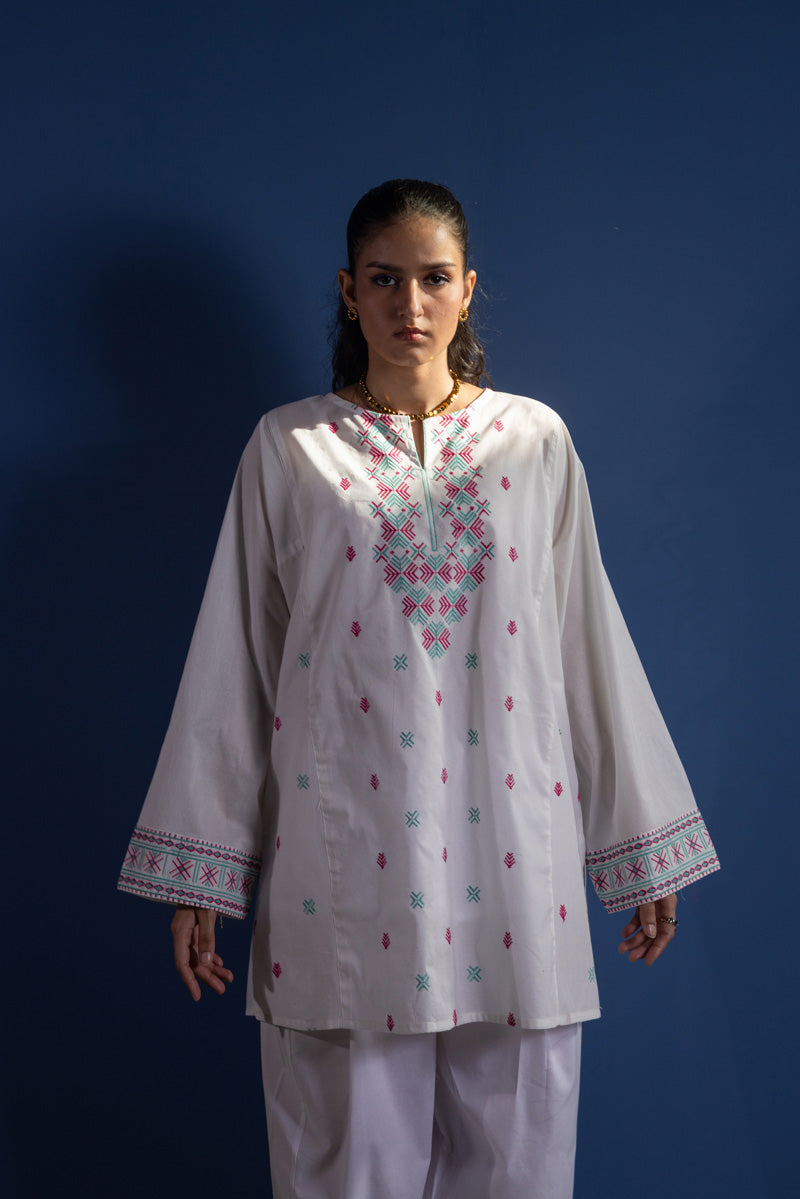 Lemon Blush Embroidered Kurti