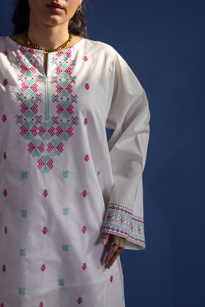 Lemon Blush Embroidered Kurti