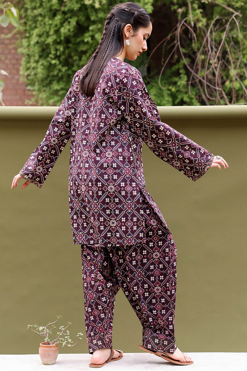 Printed Ajrak Farshi Set