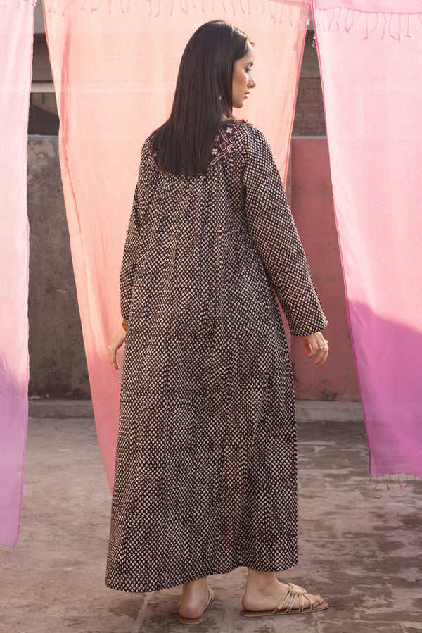 Printed Ajrak Kahani Dress