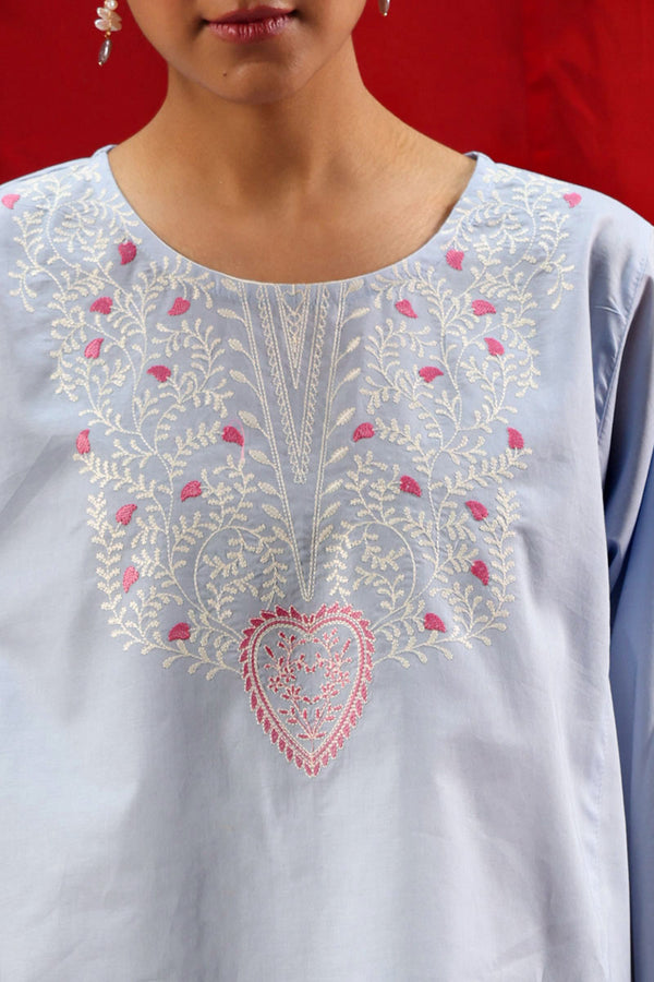 Soft Flora Embroidered Kurti