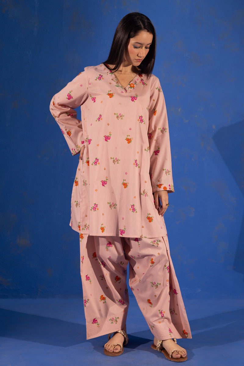Printed Floral Farshi Set