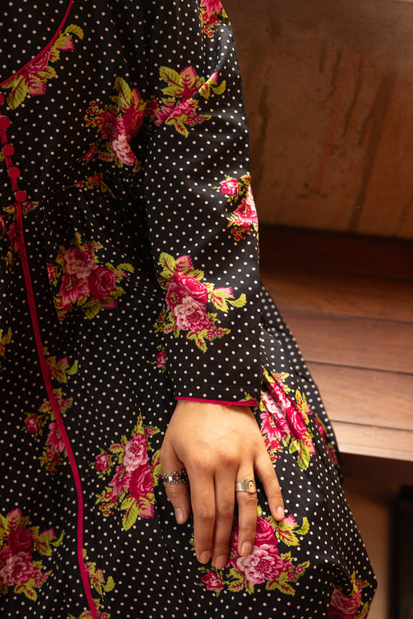 Printed Rosette Dress