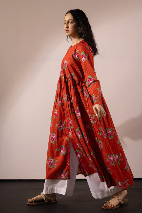 Printed Rosette Dress