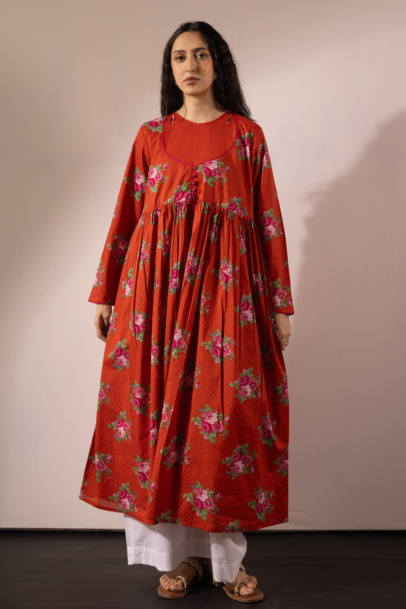 Printed Rosette Dress