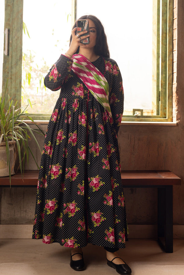 Printed Rosette Dress