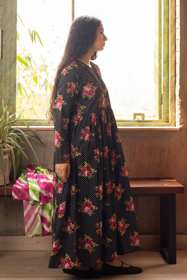 Printed Rosette Dress