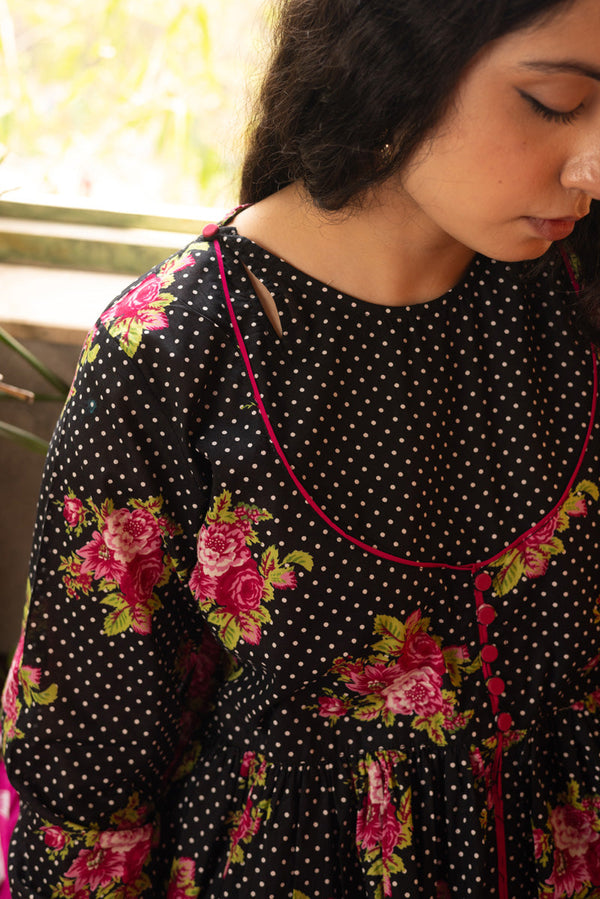 Printed Rosette Dress