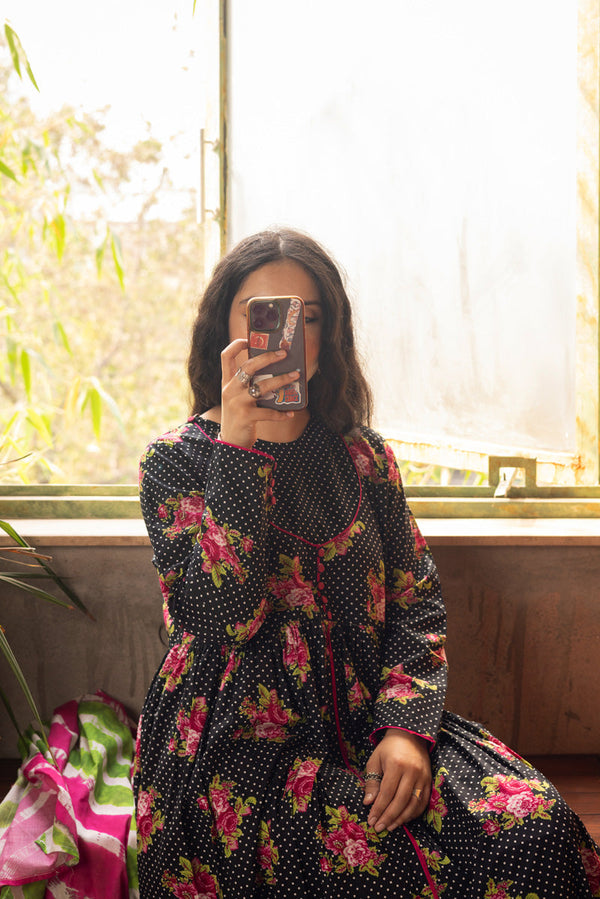 Printed Rosette Dress