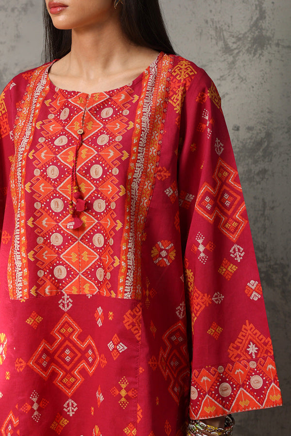 Printed Phulkari Skirt Set