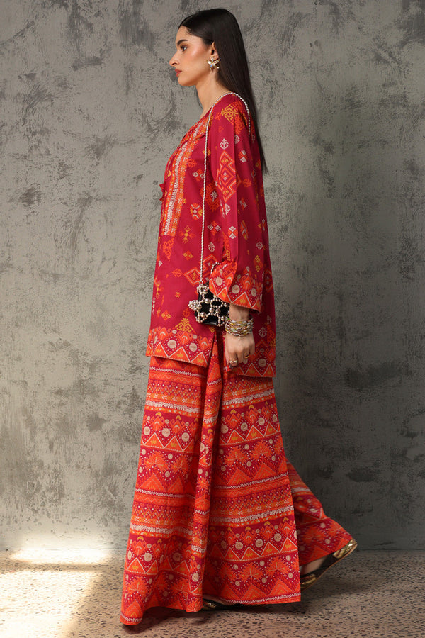 Printed Phulkari Skirt Set