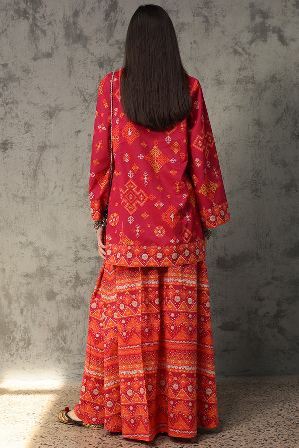 Printed Phulkari Skirt Set