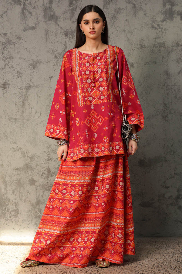 Printed Phulkari Skirt Set