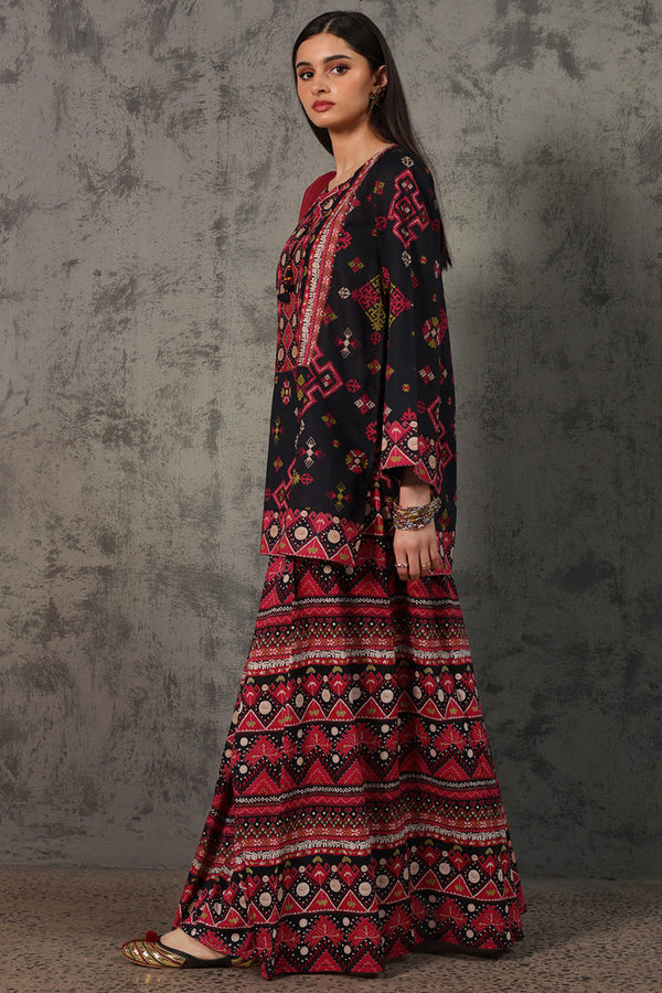 Printed Phulkari Skirt Set