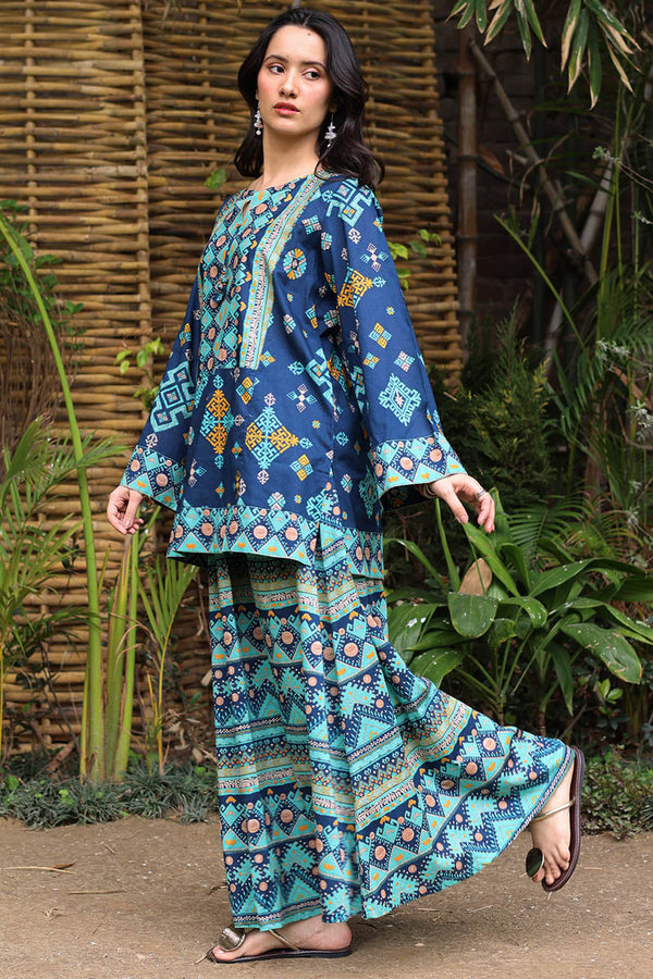 Printed Phulkari Skirt Set