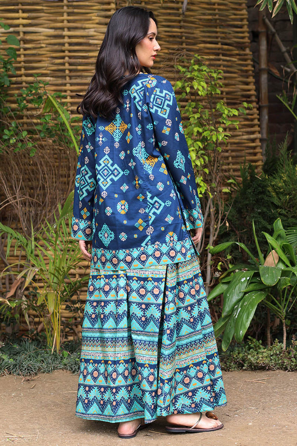 Printed Phulkari Skirt Set