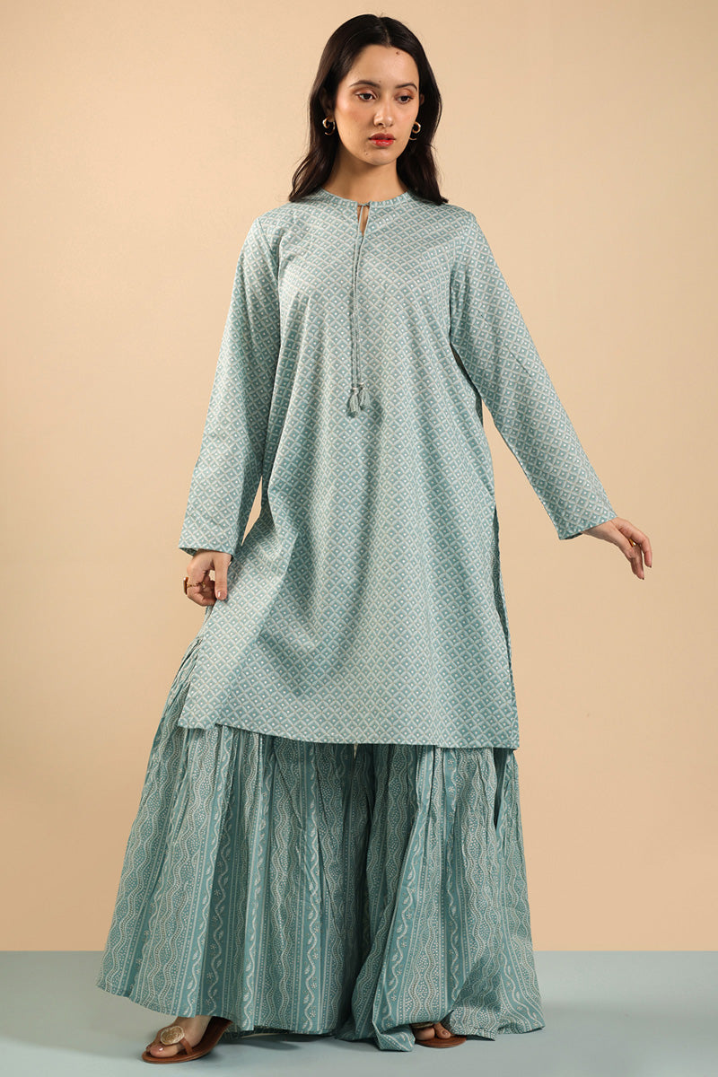 Shadow Stitch Gharara Set