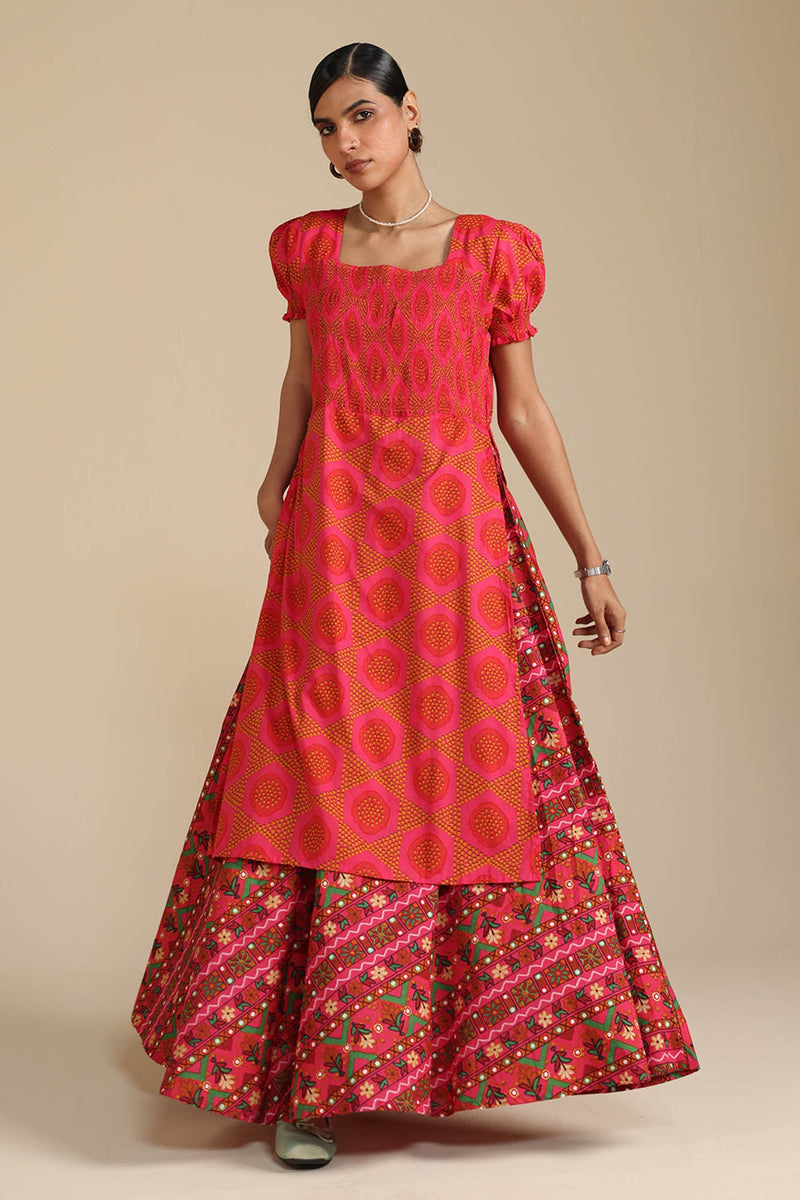 Printed Smocked Dress