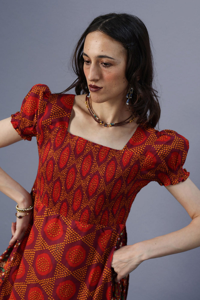 Printed Smocked Dress