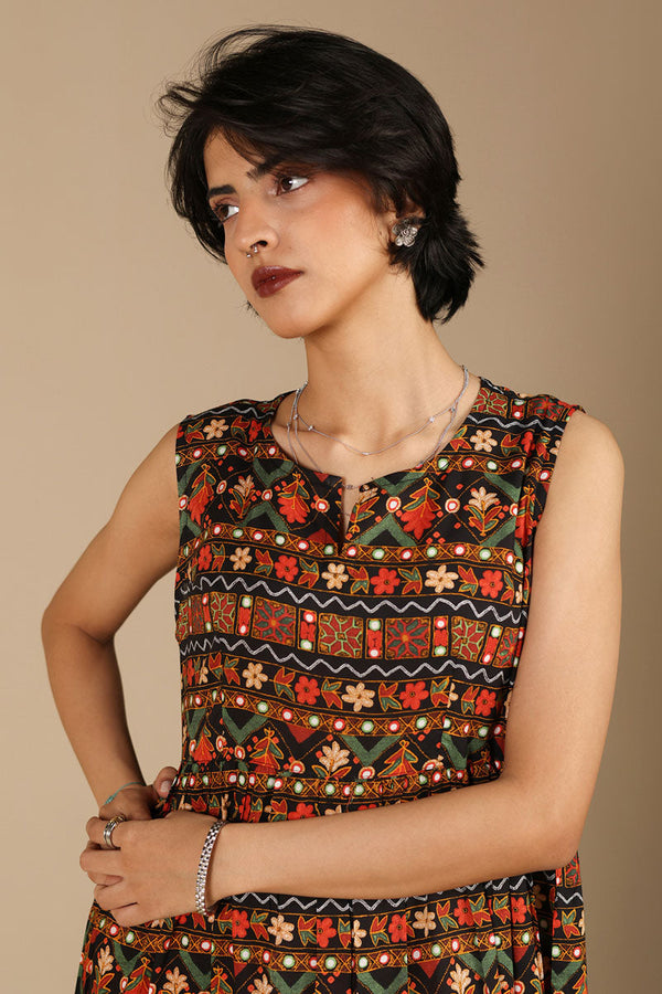 Mosaic Printed Tiered Dress