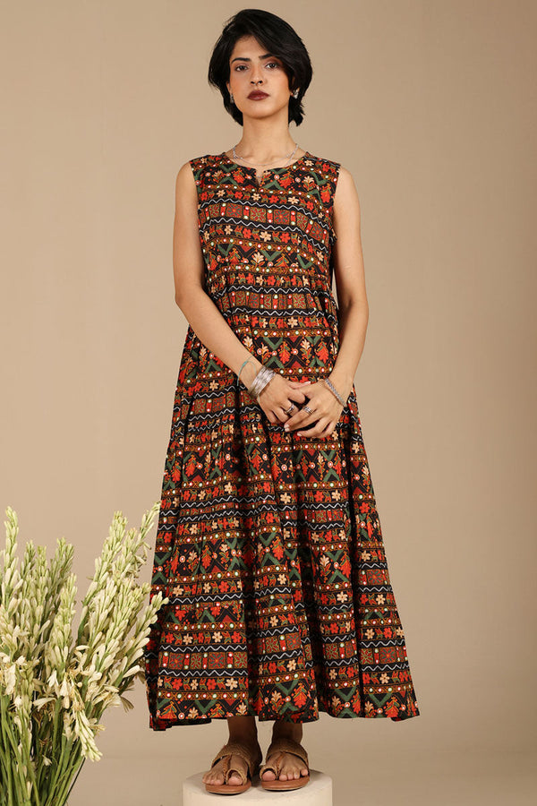 Mosaic Printed Tiered Dress