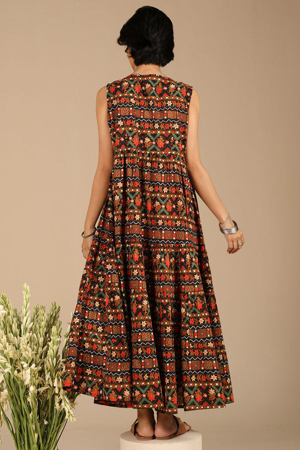 Mosaic Printed Tiered Dress