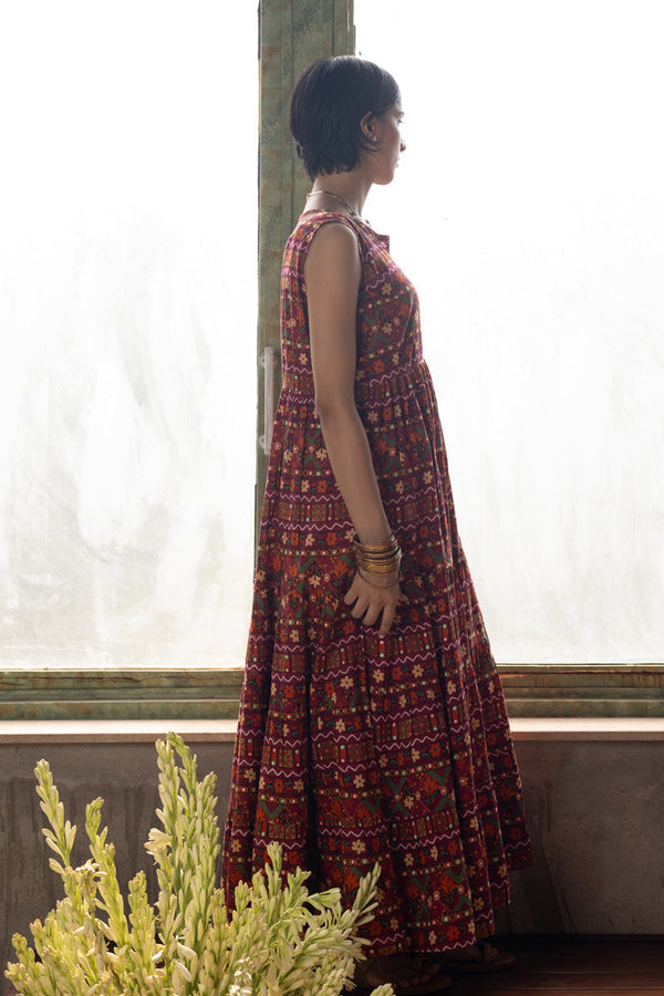 Mosaic Printed Tiered Dress