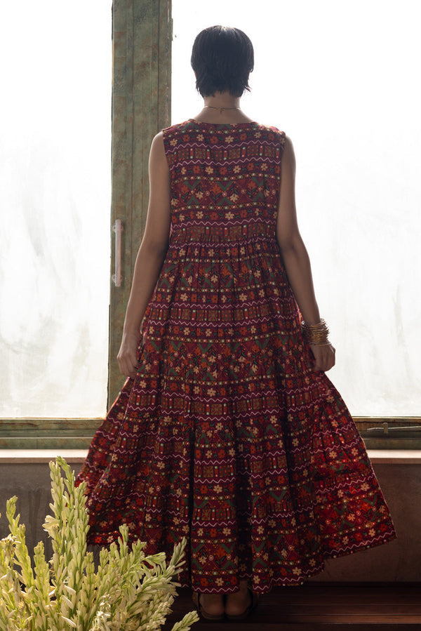 Mosaic Printed Tiered Dress