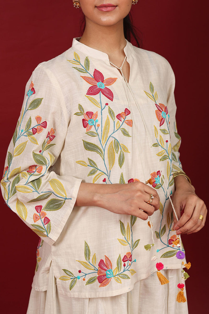 Floral Embroidered Skirt Set